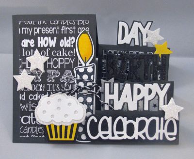 *celebrate
Happy Birthday step up card die set.  candles4birthday stamp/die set.  celebrate word die.  stars from balloons2cut stamp/die set
