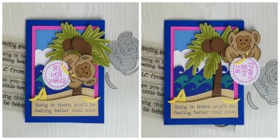 Get Well Soon
He swings! healingthoughts2stamp, monkey pudgie, island2visit, border dies, sandal dies (wave), stitched rectangle dies
Keywords: island2visit monkeypudgie18 borderdies