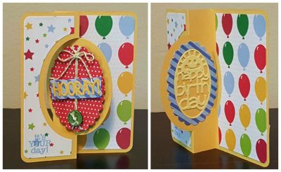 *hooray 
Oval flip it, Birthday with Sizzix stamp

