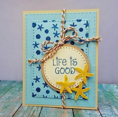 life is good
island2visit + dies. stitched and dotted rectangle dies. stitched and dotted circle dies. tsol markers and inks
