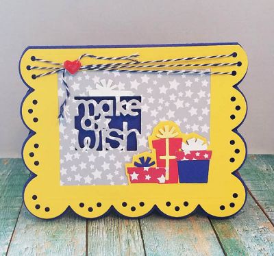 *make a wish
sizzix gift drop in die set. sizzix scalloped edge sentiment die set. papers tsol
