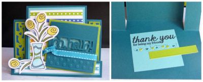 *oh hello
sizzix kind sentiments step up.  sizzix flowers & vase stamps/dies. sizzix Thanks stamps. (front and inside)
