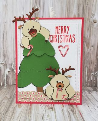 Merry Christmas
reindeer pudgie set. christmastree2stamp and die. stitched rectangle dies. papers and inks tsol.
