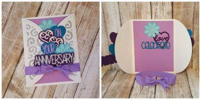 on your anniversary
sizzix half A2 swirl card. sizzix A2 half card. tsol celebrate
