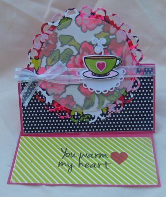 *you warm my heart
framelit scallops.  big xl stand up circle card.  sizzix framelit die/stamp set teapot
