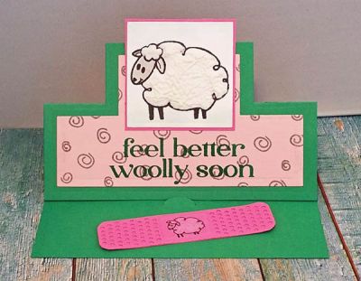 *get well soon
sheep2stamp + dies. bandage2stamp (die). mini square stand up.

