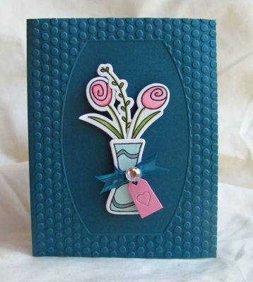 *flowers for you
sizzix flower/vase stamp and die set.  tag from gift triplit set.  ornate frames #2 embossing folder
