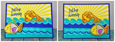 Just keep swimming
fish2stamp and dies. slider dies. sandal dies (wave). whale dies (wave). sunburst2stamp. TSOL markers and inks. stitched rectangle die. 
Keywords: sunburst2stamp pennysliderdies
