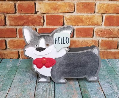 hello
standing corgi fold it, hello word from corgis2stamp (inside of card says corgeous), and word die from a card kit club
