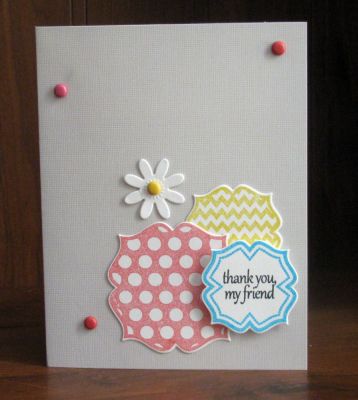 *thank you, friend
Regal2 stamp. Regal label framelits. Mini flower die. Tsol brads
