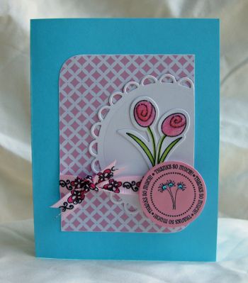 *thank you
sizzix framelits stamp/die set : flowers and vase.  framelit scallops
