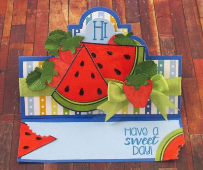 *have a sweet day
playful stand up card using the watermelon2stamp stamp/die set AND strawberries2stamp stamp/die set.
Keywords: sizzixstand-ups