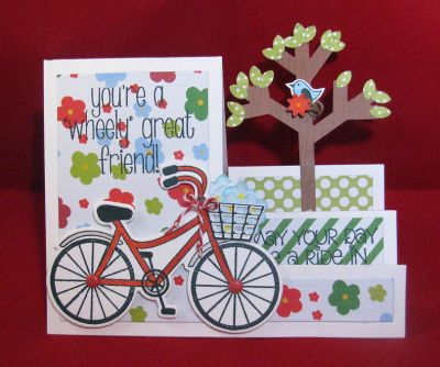 *wheely good
Bicycle2stamp & dies. Sizzix step up. Sizzix tree & bird stamp and die sweet. Tsol paper & brads
Keywords: Step-Ups