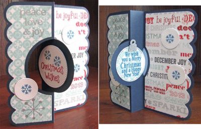 *Christmas flip it card
ornaments4christmas stamp set. framelit flip it circle #2 die set.  snowflake from stamp2build 
