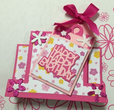 5 year old's Birthday card using Kind Sentiments Step-ups and Tag holder dies
