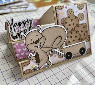 Birthday Cookies
Cut up Squirrel
Chocolate chip cookie cut outs
Happy Birthday dies
