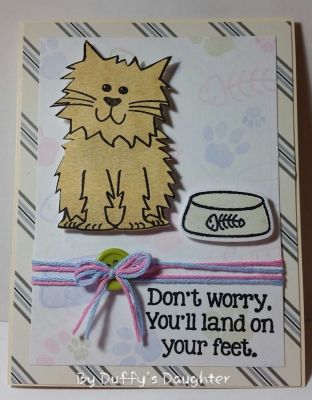 For Diesel
I started this last Sunday afternoon just stamping and playing with the cat for colours. 2 hours after I began, my beloved Diesel passed away from straddle thrombus. Tonight I decided to finish it.....for him!
