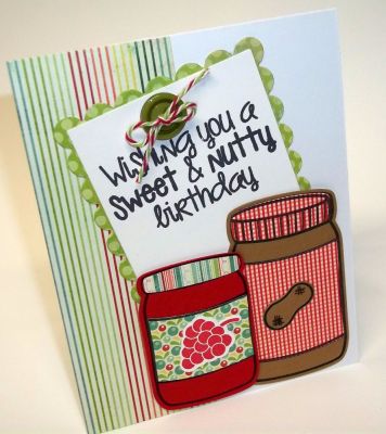 Sweet and Nutty Birthday
Colorful card using the pb&j2enjoy stamp and die set
Keywords: peanut butter, jelly, birthday, sweet, nutty