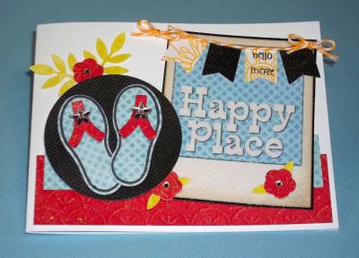 "Happy Place"
Using fun colorful papers and the flipflop2stamp and sandals4summer, makes it easy to make fun and colorful cards!

Keywords: Happy Place, flipflop2stamp