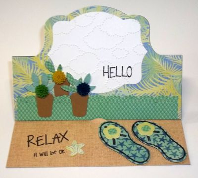 Relax, it will be ok
Stand up card using the patterns4sandals die set
Keywords: Stand up card, flipflop2stamp, summer, clouds, flowers
