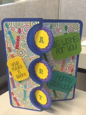 Flip it Card using circle flip it, Candles4Birthdays stamp

