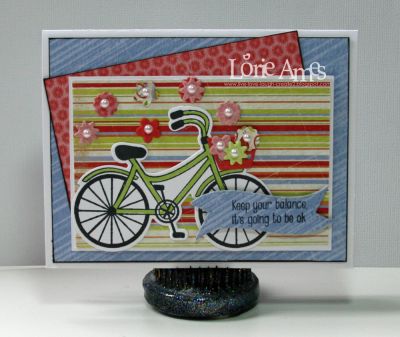 I loved the flowers flowing out of the basket on one of the sample cards so I had to add that into my first bicycle card.  This is a great set!
Keywords: bicycle2stamp