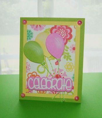 4"x5 1/2" greeting card using the Celebrate cutting die along with some of the paper from the 1st. card kit club
