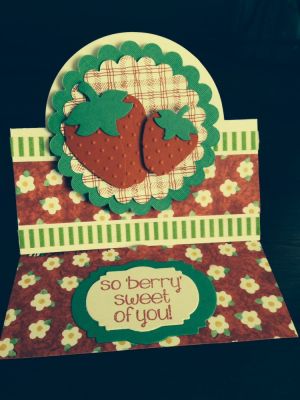 Strawberry stand up thank you card
