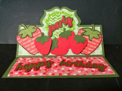 A sweet Birthday
This is the Regal stand up and the the July club set Strawberries2stamp. I love how for the larger strawberries I found paper that said Happy Birthday! It just fit perfectly. 

This is my first card with the stand up. I have room to grow!
Keywords: Regal stand up, Strawberries2stamp