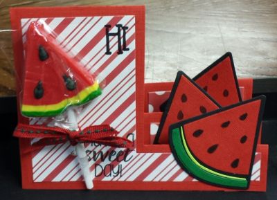 Hi have a sweet day
Watermelon sucker from Party City.
