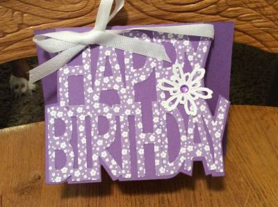 Front of Happy birthday card
I also used the shabby chic flowers and ribbon from Stamps of Life.  I thought flip it cards were fast but this one is super quick too!  This one will be used a lot!!
