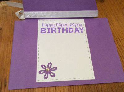 Inside of happy birthday card
I used the stitched rectangle die, the shabby chic flowers and a stamp from the Feb. kit club.
