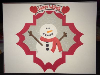 Warm Wishes
Used snowman dies to match stamp set and Charming framelit and stamp set to cut the apertures. 
Keywords: Snowman2build chalksayings2stamp charming