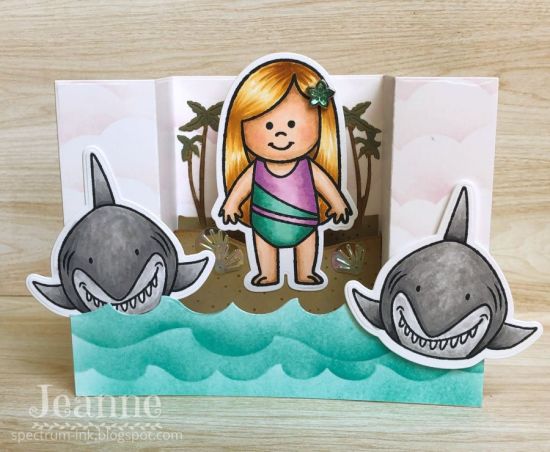 Keywords: SharkPudgies beach, sharks, fins to the left - fins to the right