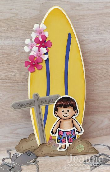 Duke's on SUN-day
I was challenged to make a card inspired by music. My inspiration was Jimmy Buffett's "Duke's on Sunday". The restaurant is named after Duke Kahanamoku who popularized surfing in the early 20th century. 
