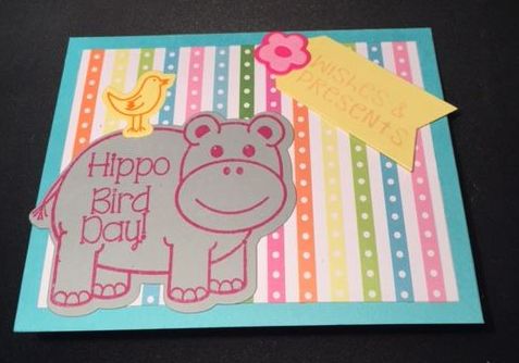 Hippo Bird Day Card
