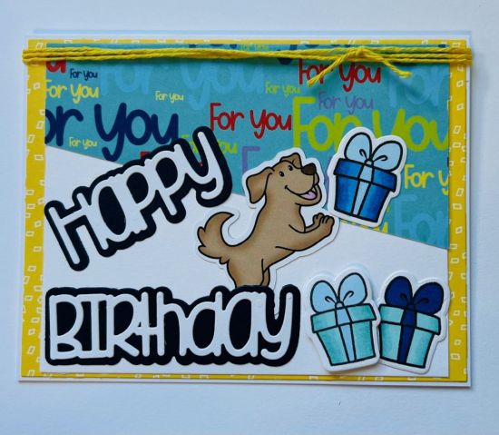 Happy Birthday!
Keywords: Party animals class, For You card kit, Lemonade cardstock, kiwi cardstock, spectrum noir markers and ink