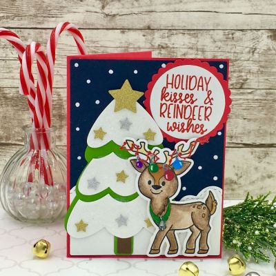 Holiday Kisses
reindeer2stamp, Christmastree2stamp dies, Star Dies, Border Dies, Scallop Circle Dies, Circle Dies, TSOL papers and inks
