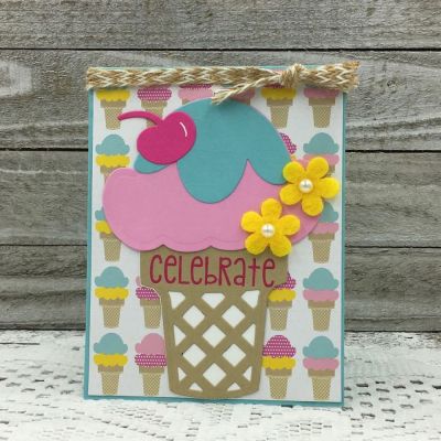 Celebrate Ice Cream Fold-it
Ice Cream Fold-it, TSOL papers, stamp, ink and felt flowers

