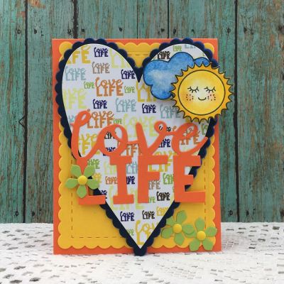 Love Life
July Kit Club 2018 (Love Life), Sizzix Heart Fold-its, Dream Big online stamp set, Sizzix Triplits #3, S alloyed Rectangles, Stitched ONLY Rectangle Die
