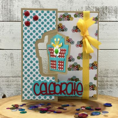 Gift Drop-in Flip Card
Celebrate Word Dies, TSOL papers and ribbon

