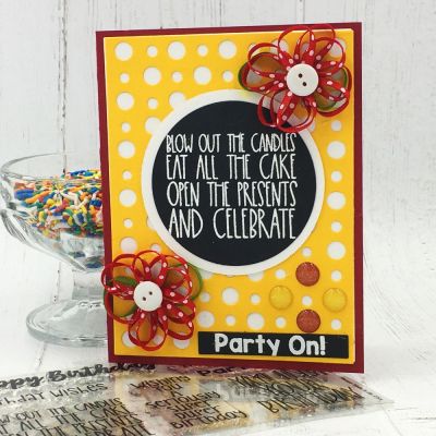 Party On
lotsofbirthday2stamp, Dotted Background Die Set, Circle Dies, TSOL papers, inks and embellishments 
