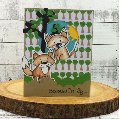 Because I’m Sly
foxes2stamp, Sizzix Bird and Tree stamp/die set, Hello Sunshine, Triplits, TSOL Border Dies, TSOL papers and inks
