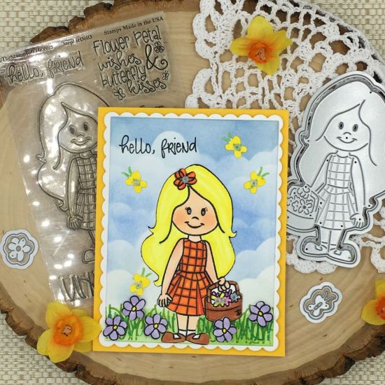 Hello Friend
Stephie Doll3, Border Dies for clouds, Scalloped Rectangles, TSOL papers and inks
