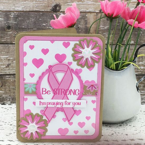Be Strong
ribbon4cure, flower2buildONE Dies, Mini Heart Stencil, A2 Rounded Drop- in Card Die Set
Keywords: ribbon4cure, flower2buildONE dies, Mini Heart Stencil and A2 Rounded Drop-in Card Die Set
