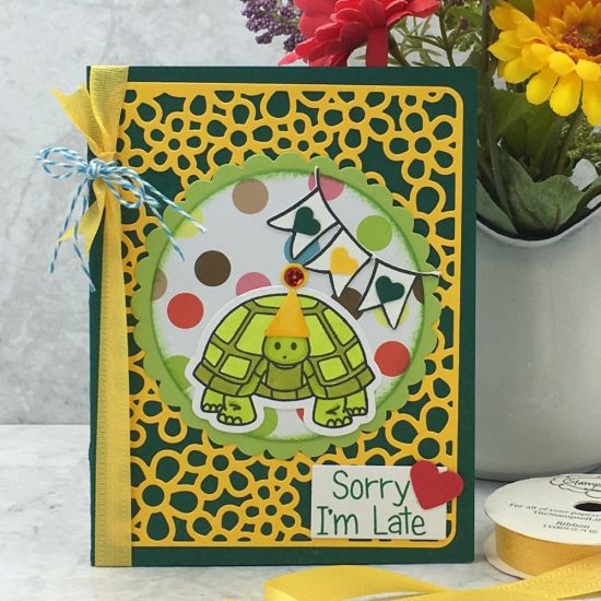 Sorry I�m Late
tortie2stamp, Flowerpower Background Die, partybear2stamp 
