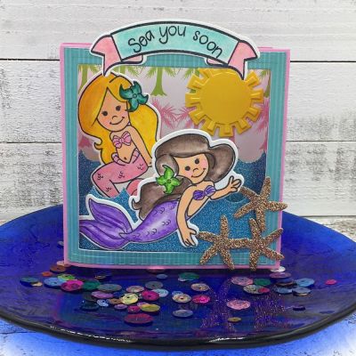 Sea You Soon
Mermaid2stamp with dies, Shadow Box Die Set, Hello Sunshine, Triplits, whale2stamp Dies, Island2visit Dies, chalksayings2stamp die, TSOL papers & inks
Keywords: ShadowBox