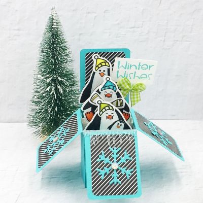 Winter Wishes
Pengins2stamp, Box Card Die, TSOL papers and ink
