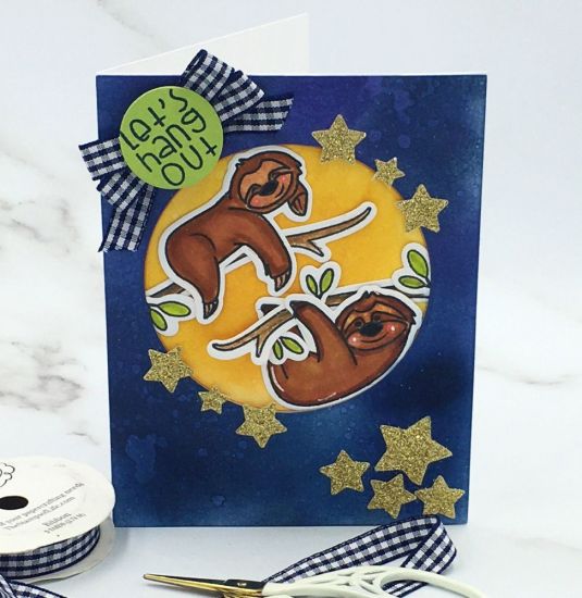 Let�s hang out 
Sloths2stamp, Star Dies, Circle Dies, TSOL inks and papers
