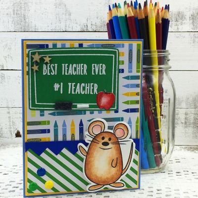 #1 Teacher
teachermouse2stamp with dies, Sizzix Edgelits,Scallops and Zigzags, goodies4wheelbarrow, TSOL papers and ink
